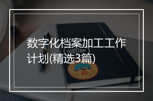 数字化档案加工工作计划(精选3篇)