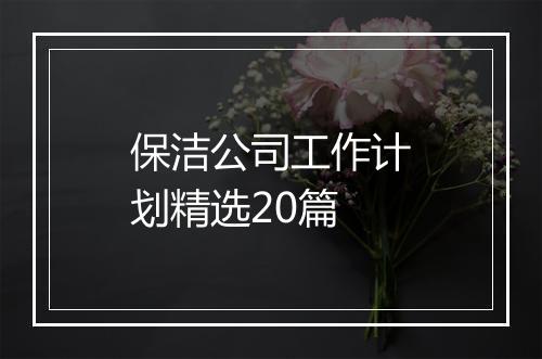 保洁公司工作计划精选20篇