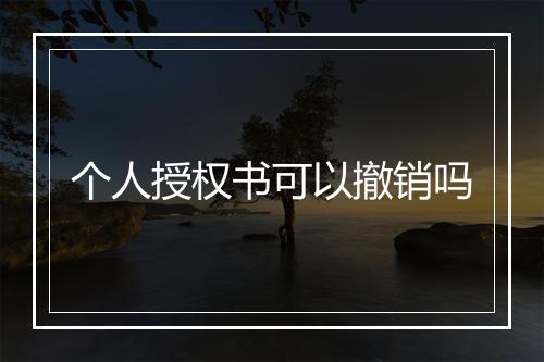 个人授权书可以撤销吗