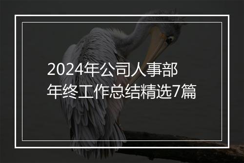 2024年公司人事部年终工作总结精选7篇