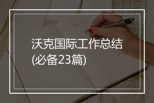 沃克国际工作总结(必备23篇)