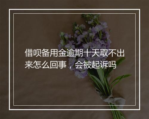 借呗备用金逾期十天取不出来怎么回事，会被起诉吗