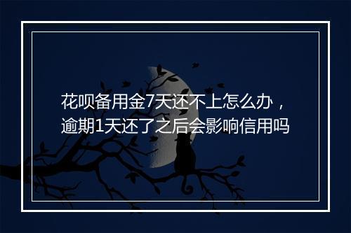花呗备用金7天还不上怎么办，逾期1天还了之后会影响信用吗