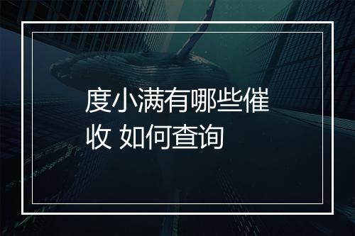 度小满有哪些催收 如何查询