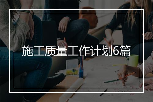 施工质量工作计划6篇