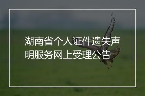 湖南省个人证件遗失声明服务网上受理公告