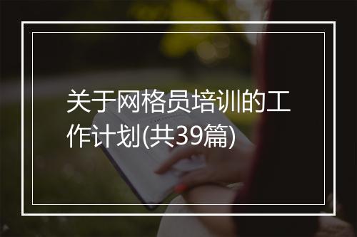关于网格员培训的工作计划(共39篇)
