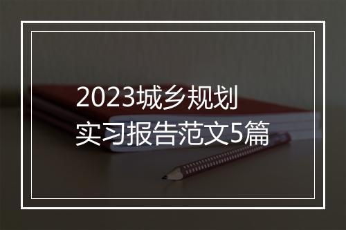 2023城乡规划实习报告范文5篇