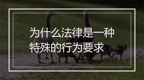 为什么法律是一种特殊的行为要求
