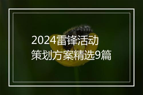 2024雷锋活动策划方案精选9篇