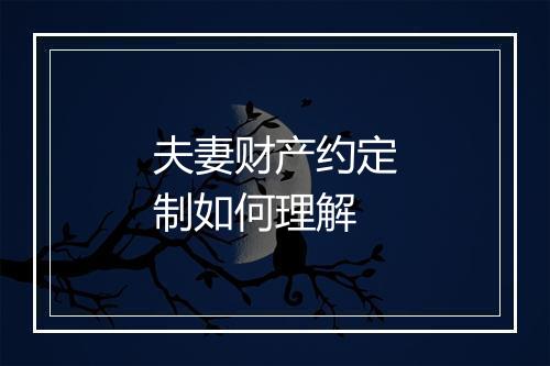 夫妻财产约定制如何理解