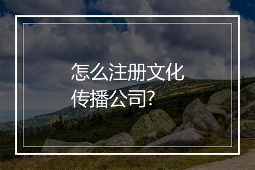 怎么注册文化传播公司?