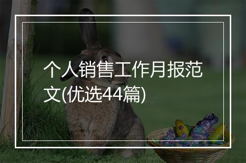 个人销售工作月报范文(优选44篇)