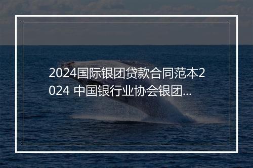 2024国际银团贷款合同范本2024 中国银行业协会银团贷款合同示范文本