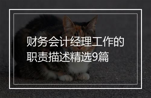 财务会计经理工作的职责描述精选9篇