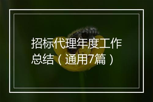 招标代理年度工作总结（通用7篇）