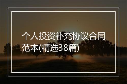 个人投资补充协议合同范本(精选38篇)