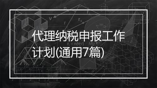 代理纳税申报工作计划(通用7篇)