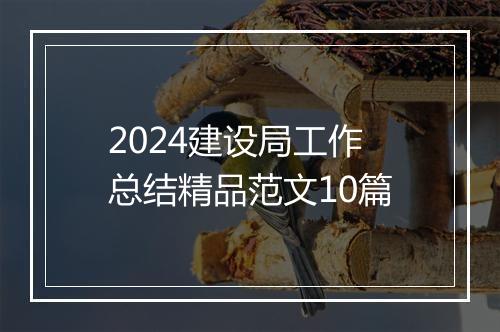 2024建设局工作总结精品范文10篇