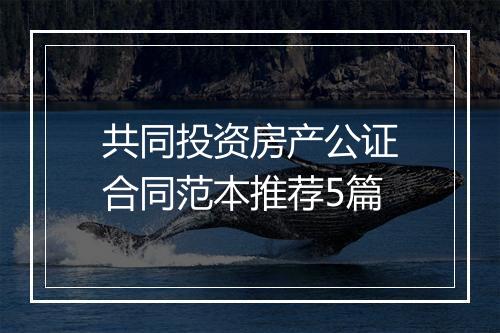 共同投资房产公证合同范本推荐5篇