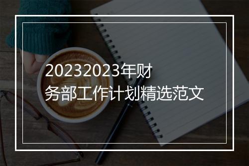20232023年财务部工作计划精选范文
