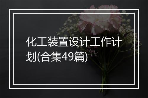 化工装置设计工作计划(合集49篇)