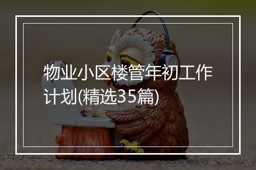 物业小区楼管年初工作计划(精选35篇)