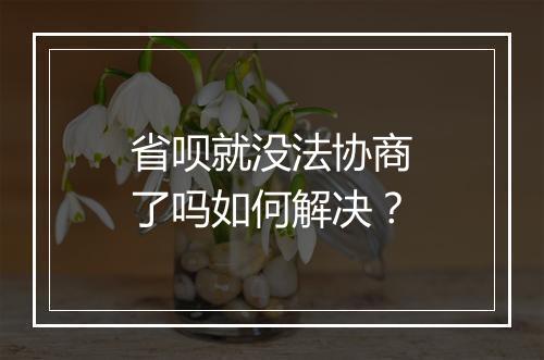 省呗就没法协商了吗如何解决？