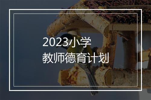 2023小学教师德育计划