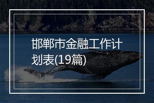 邯郸市金融工作计划表(19篇)