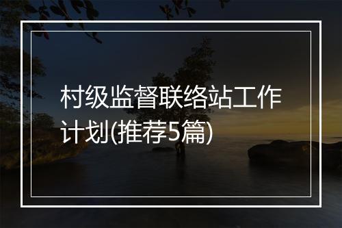 村级监督联络站工作计划(推荐5篇)