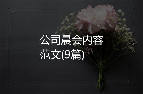 公司晨会内容范文(9篇)
