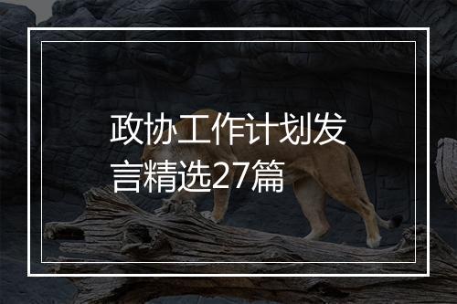 政协工作计划发言精选27篇