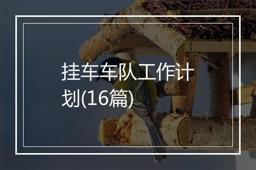 挂车车队工作计划(16篇)