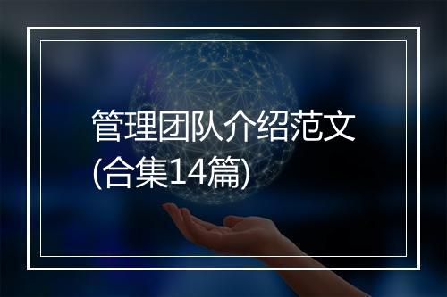 管理团队介绍范文(合集14篇)