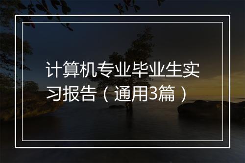 计算机专业毕业生实习报告（通用3篇）