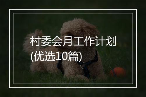 村委会月工作计划(优选10篇)