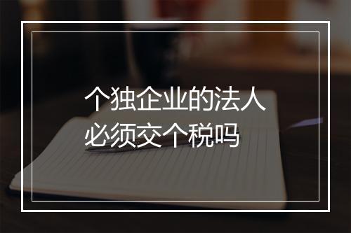个独企业的法人必须交个税吗