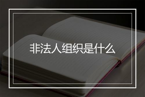 非法人组织是什么