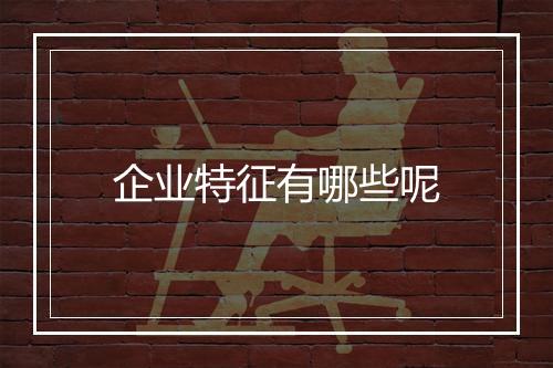 企业特征有哪些呢