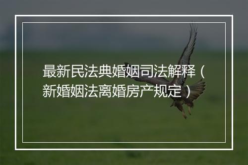 最新民法典婚姻司法解释（新婚姻法离婚房产规定）