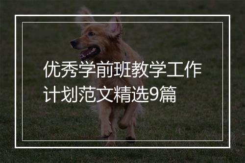 优秀学前班教学工作计划范文精选9篇