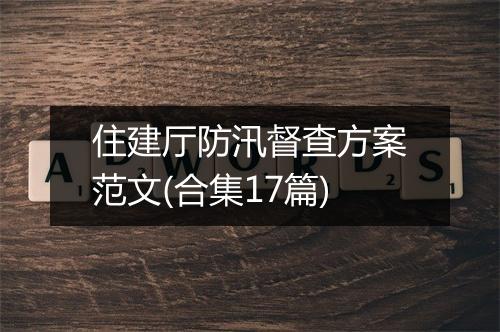 住建厅防汛督查方案范文(合集17篇)
