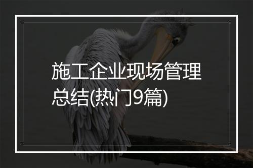 施工企业现场管理总结(热门9篇)