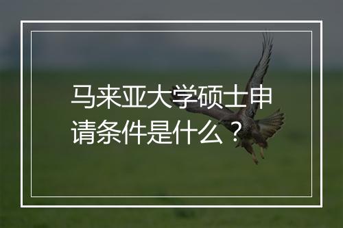 马来亚大学硕士申请条件是什么？
