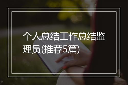 个人总结工作总结监理员(推荐5篇)