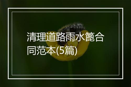 清理道路雨水篦合同范本(5篇)
