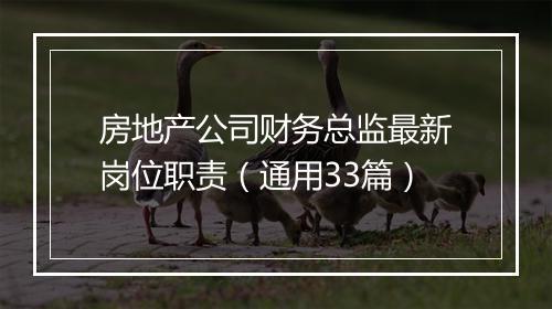 房地产公司财务总监最新岗位职责（通用33篇）