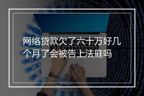 网络贷款欠了六十万好几个月了会被告上法庭吗