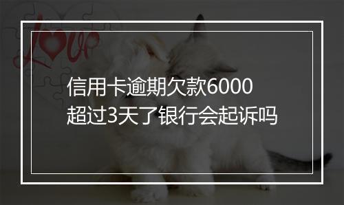 信用卡逾期欠款6000超过3天了银行会起诉吗